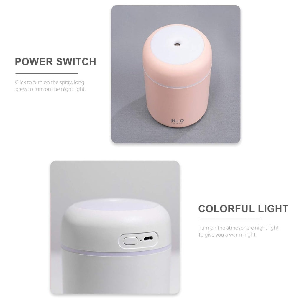 Portable Night Light Quiet Auto Shut Off 2 Mist Modes Colorful Cool 300mL Car Mist Mini Humidifier, Aroma Essential USB Personal Desktop Cool Humidifier for Car, Office Room, Bedroom, Study Room, lounge room, yoga, spa, etc.