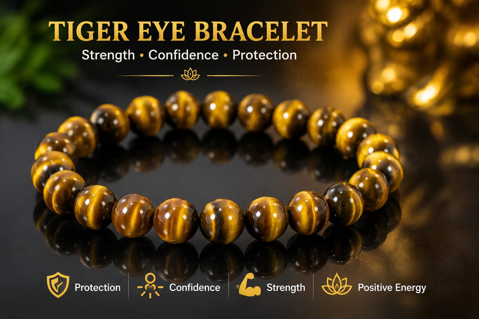 Tiger Eye Yellow Crystal Healing Stone Bracelet